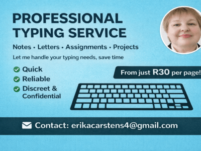 PROFESSIONAL TYPING SERVICES OFFERED